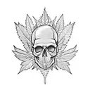 Skull with weed leafs  tattoo design idea