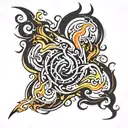 flame tattoo design for man burning hot raging flame single flame multicolour slim tall sleek design colourful masculine tattoo design idea