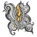 flame tattoo design for man burning hot raging flame single flame multicolour slim tall sleek design colourful masculine tattoo design idea