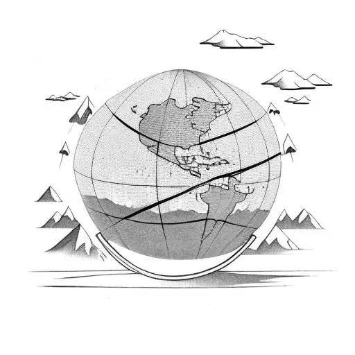 A mountain biker jumping over a globe, symbolizing the thrill of travel tattoo design idea