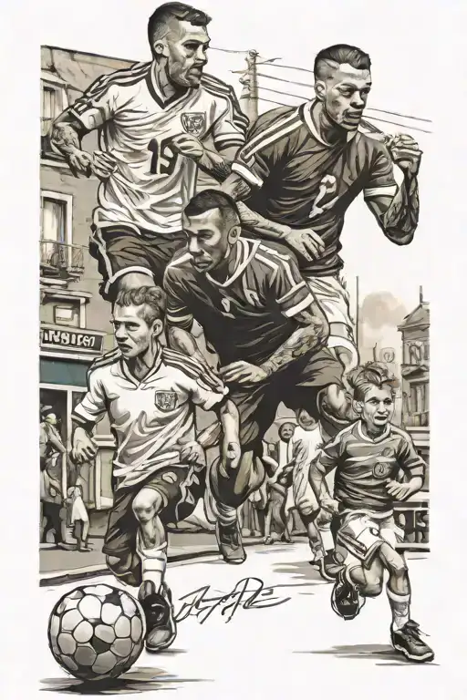 street life and football and brotherhood and family and respect tattoo design idea