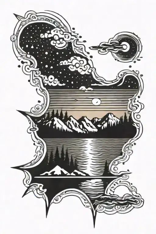alaska big dipper Northern lights tattoo design idea