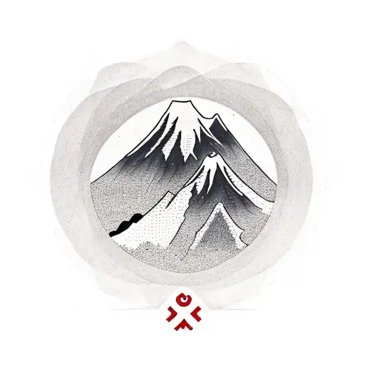 A minimalist design of two mountain peaks forming a heart shape, with the initials 'M' and 'F' in the center tattoo design idea