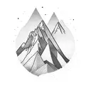 A minimalist design of two mountain peaks forming a heart shape, with the initials 'M' and 'F' in the center tattoo design idea