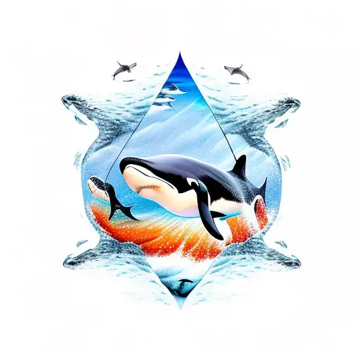Killer whale and tiger shark circling each other tattoo design idea
