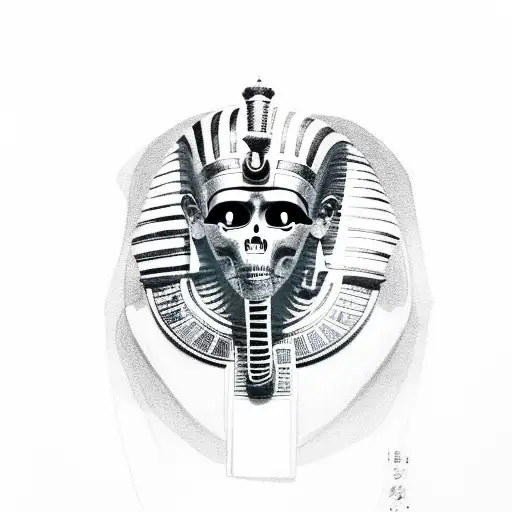 tutankhamun with the half face skull tattoo design idea