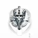 tutankhamun with the half face skull tattoo design idea