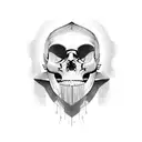 tutankhamun with the half face skull tattoo design idea