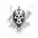 tutankhamun with the half face skull tattoo design idea