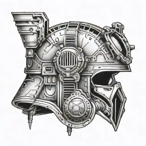 A tattoo of a pilot's helmet with intricate black-grey shading, incorporating elements of Anakin Skywalker's iconic helmet design tattoo design idea