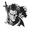 A tattoo design combining elements of Jason Todd, Anakin Skywalker, and Lelouch to represent a powerful and complex character tattoo design idea