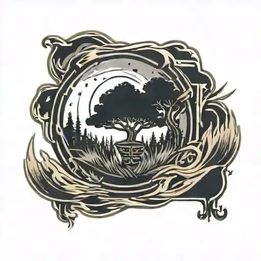 full disc golf basket with side melting  tattoo design idea