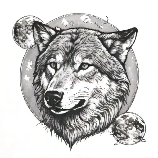 gray wolf ataturk and the moon tattoo design idea