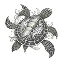 A Japanese inspired sea turtle with lightning bolts surrounding it tattoo design idea