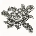 A Japanese inspired sea turtle with lightning bolts surrounding it tattoo design idea