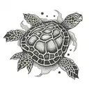 A Japanese inspired sea turtle with lightning bolts surrounding it tattoo design idea