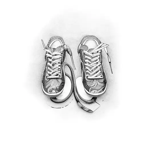 A pair of sneakers with medical illustrations as the design tattoo design idea