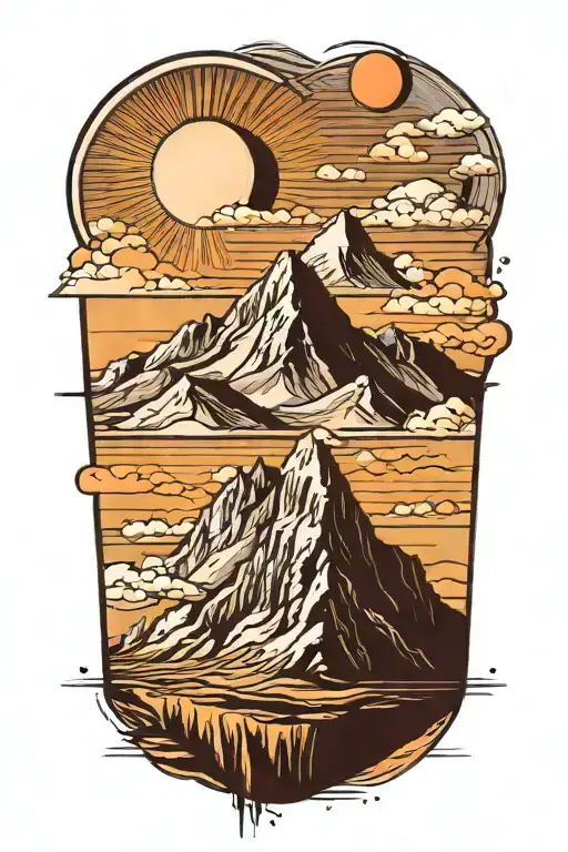 mountain and sun  tattoo design idea