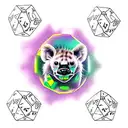 Spotted Hyena bites in 20 sided dice tattoo design idea