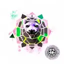 Spotted Hyena bites in 20 sided dice tattoo design idea