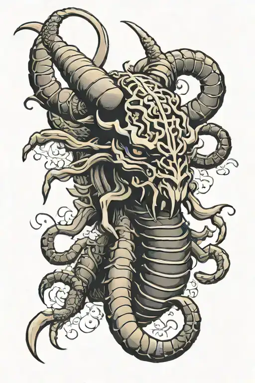 scorpion and bull head tattoo design idea