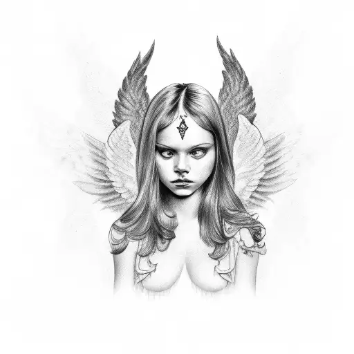 babys name with 2 angels care tattoo design idea