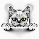 White cat in black and white tattoo design idea