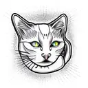 White cat in black and white tattoo design idea