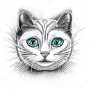 White cat in black and white tattoo design idea