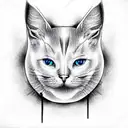 White cat in black and white tattoo design idea
