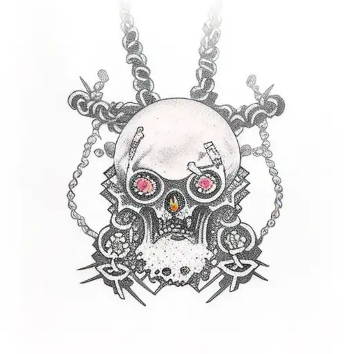 Makima from chainsaw man wearing a cross necklace  tattoo design idea