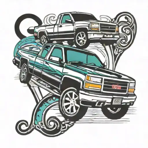 1997 gmc sierra extended cab teal tattoo design idea