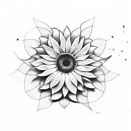 a sunflower with a vinyl disc in the center tattoo design idea