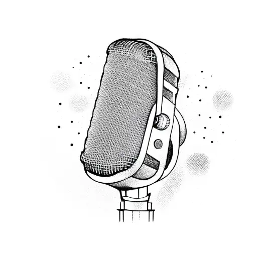 Microphone surrounded by swirling sound waves tattoo design idea