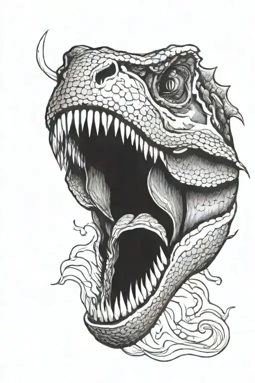 jaw of a T-Rex for a knee tattoo design idea