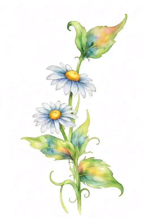 heart with daisy flower tattoo design idea