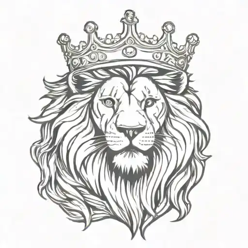 Lion roaring crown adorned tattoo design idea