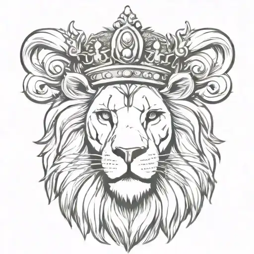 Lion head crown adorned tattoo design idea