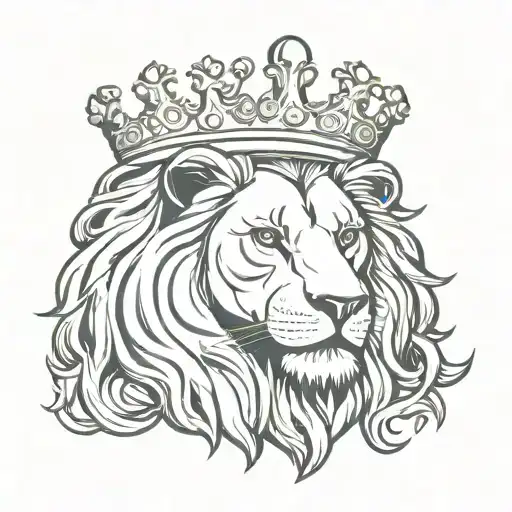 Lion head, crown adorned, symmetrical design tattoo design idea