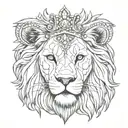 Lion head crown adorned tattoo design idea