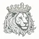 Lion head, crown adorned, symmetrical design tattoo design idea