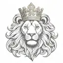 Lion head, crown adorned, symmetrical design tattoo design idea