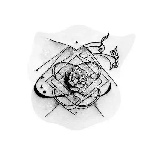 An abstract tattoo featuring shikamaru's shadow manipulation technique and musical notes intertwining tattoo design idea