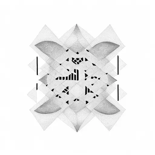 A minimalist dotwork tattoo featuring Marzi and Lena's names written in a unique font, with their birth dates incorporated as minimalist geometric shapes. tattoo design idea