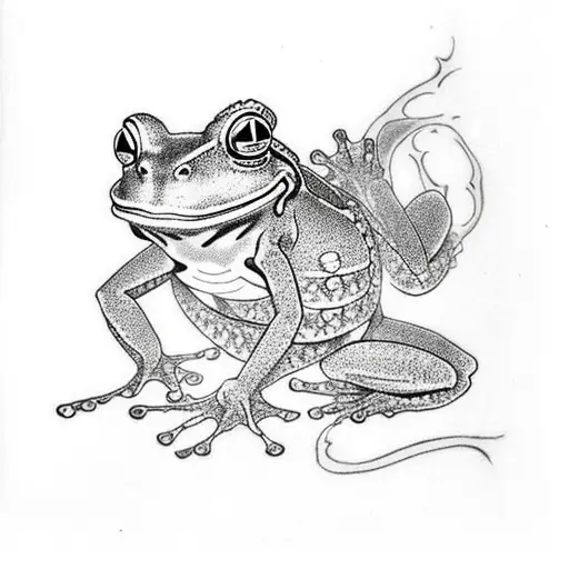 ninja frog fighting a dragon tattoo design idea