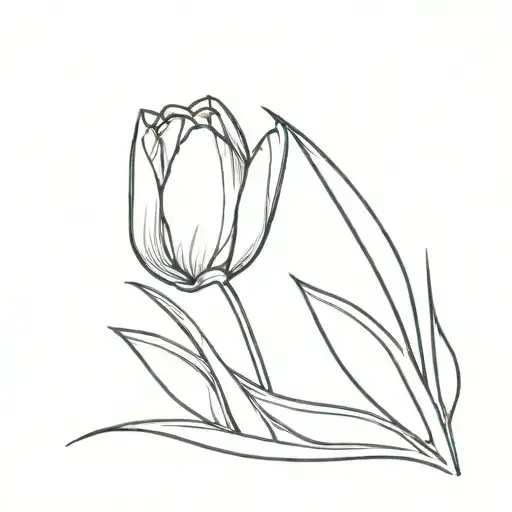 Tulip with the stem the phrase there are no flowers without rain tattoo design idea