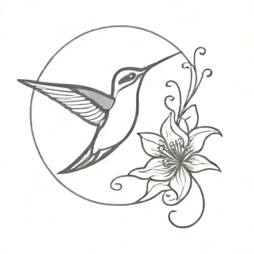 hummingbird flo de loto tattoo design idea