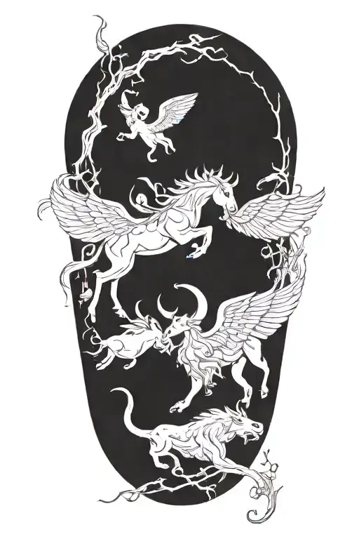 Combine elements of mythology and animals to create a unique mythical tattoo representing the dionysian force. tattoo design idea