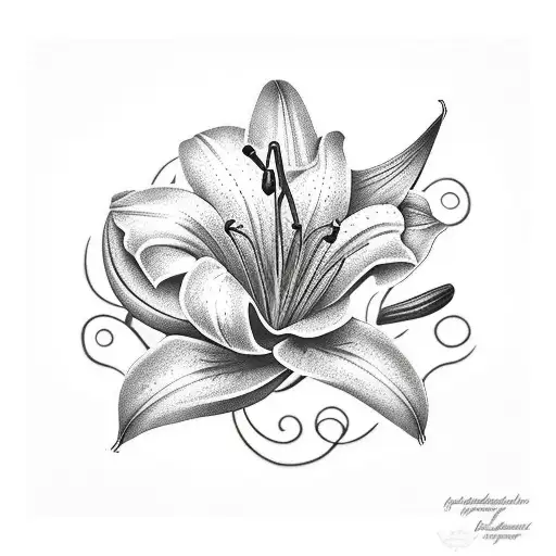 lily with vine in a straight line tattoo design idea