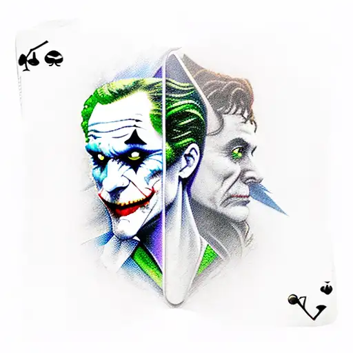 joker card from bicycle deck, mat cuathon, wheel of time, fantasy art, dungeons and dragons tattoo design idea